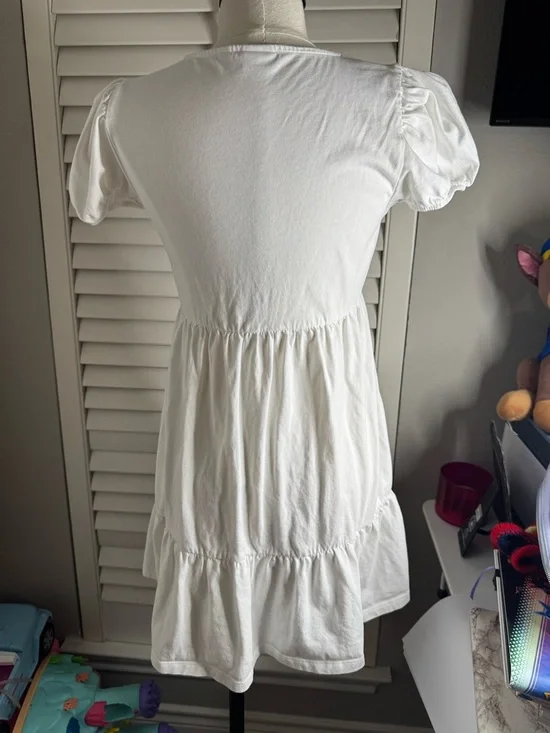 Sunday Best White V-Neck Puff Sleeve Mini Dress - Picture 4 of 4